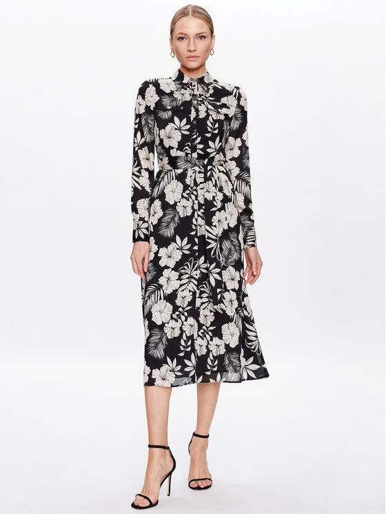 Hemdkleid · Schwarz · Midi