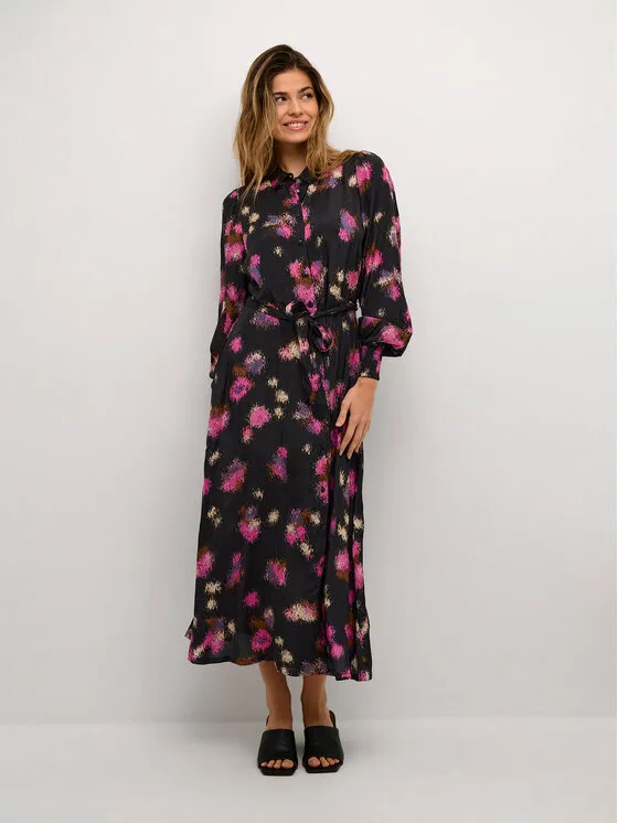 Hemdkleid · Schwarz · Midi