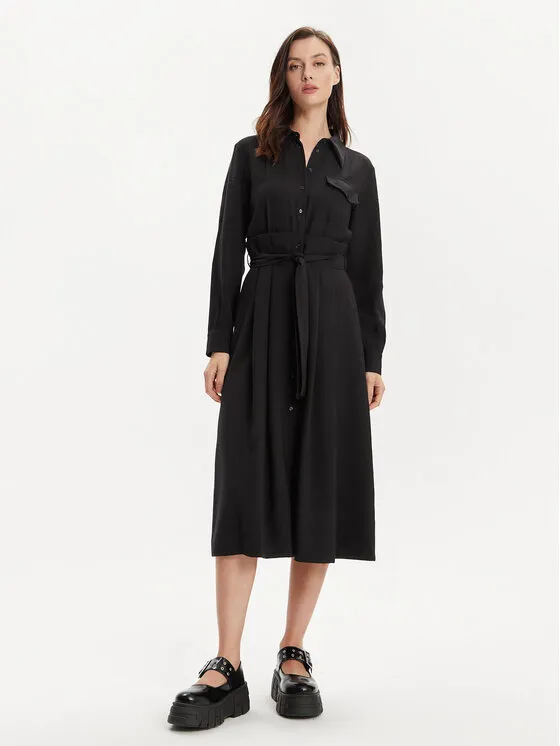 Hemdkleid · Schwarz · Midi