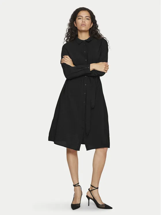 Hemdkleid · Schwarz · Midi