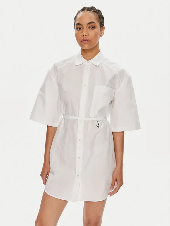 Hemdkleid · Weiß · Lang