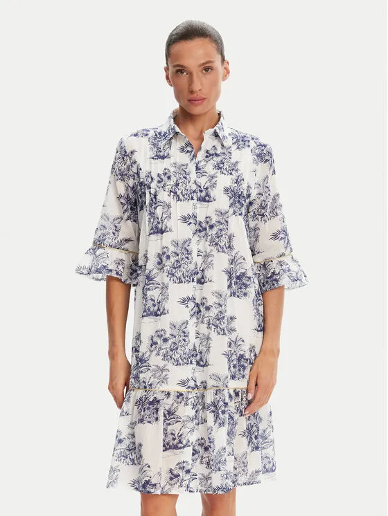 Hemdkleid · Weiß · Midi