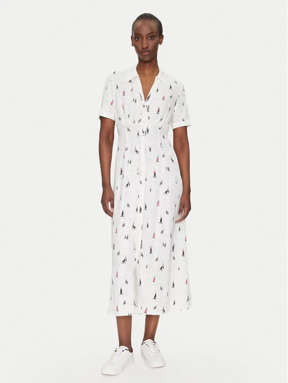 Hemdkleid · Weiß · Midi