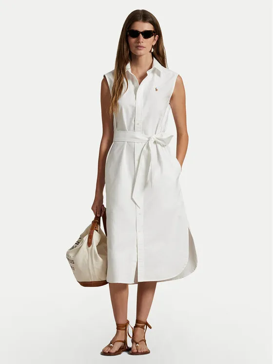 Hemdkleid · Weiß · Midi