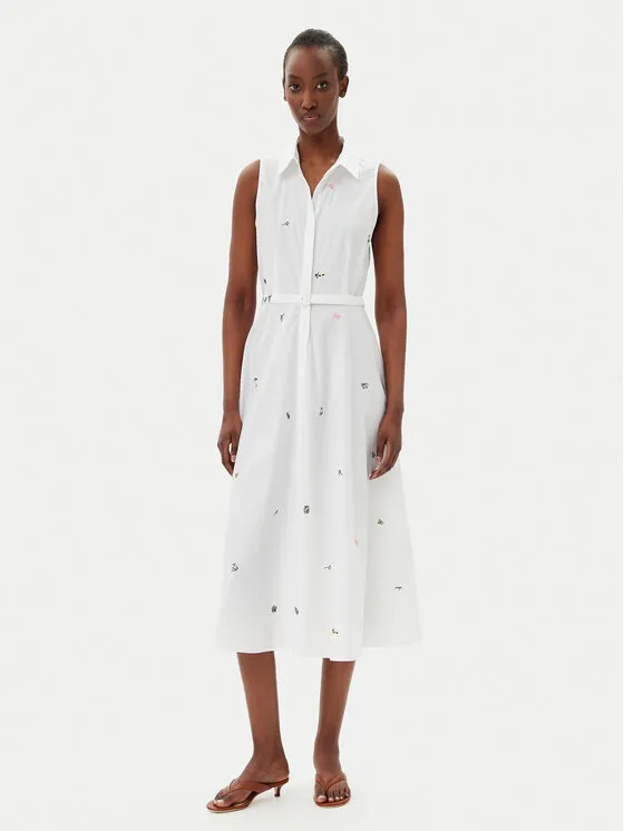 Hemdkleid · Weiß · Midi