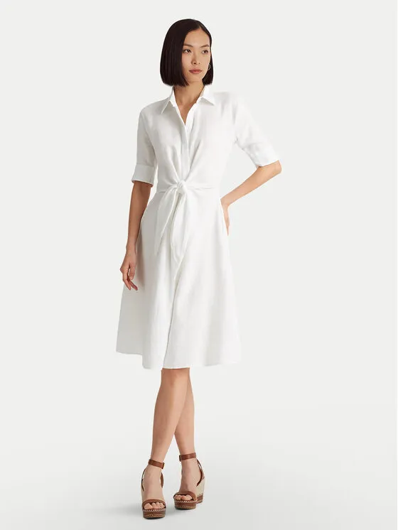 Hemdkleid · Weiß · Midi