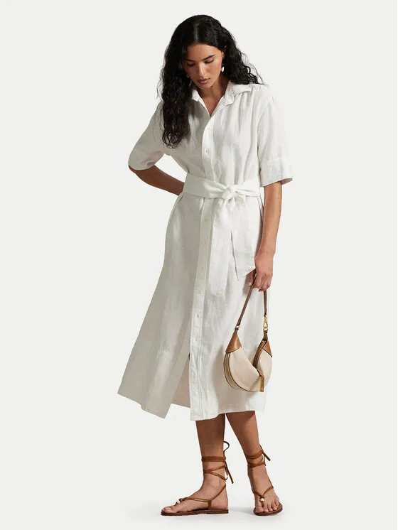 Hemdkleid · Weiß · Midi