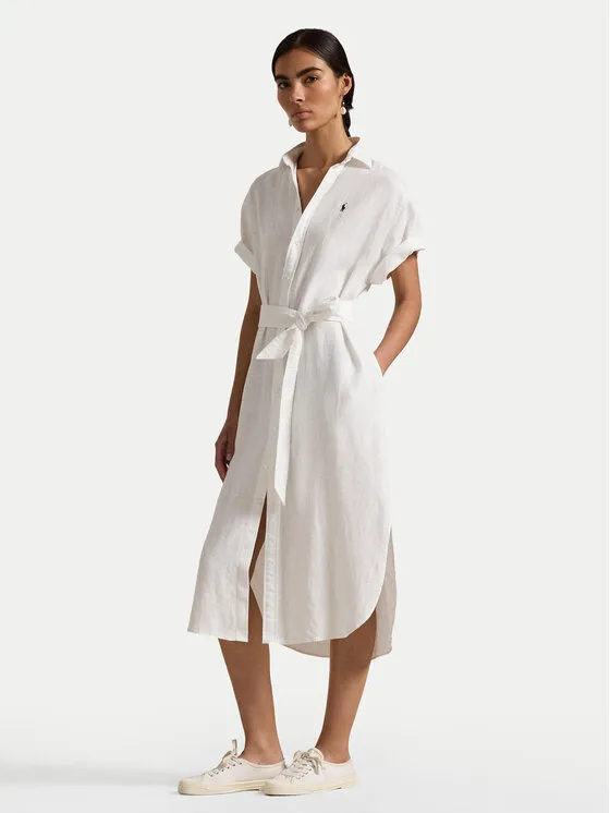 Hemdkleid · Weiß · Midi