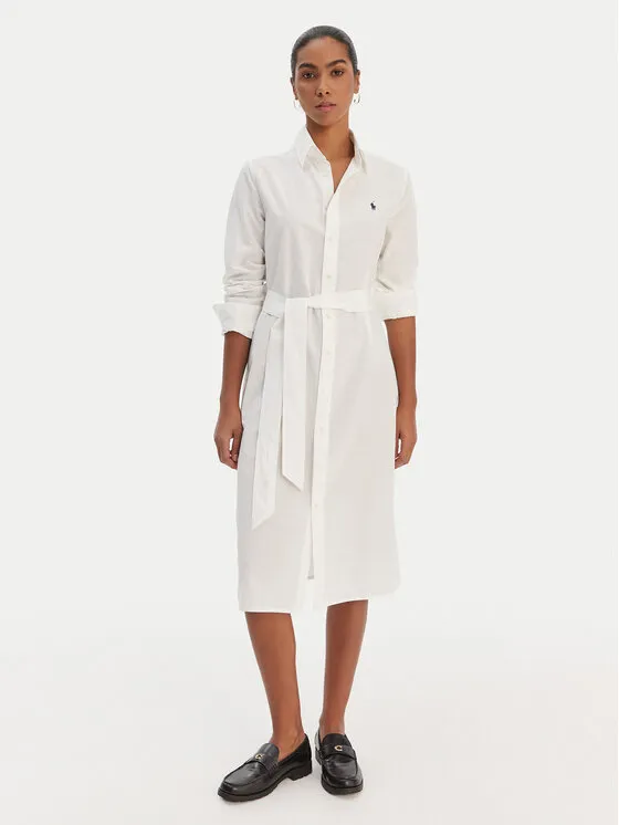 Hemdkleid · Weiß · Midi