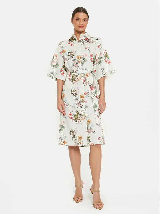 Hemdkleid · Weiß · Midi