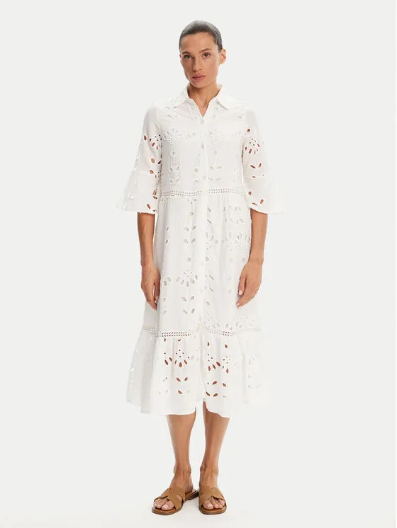 Hemdkleid · Weiß · Midi