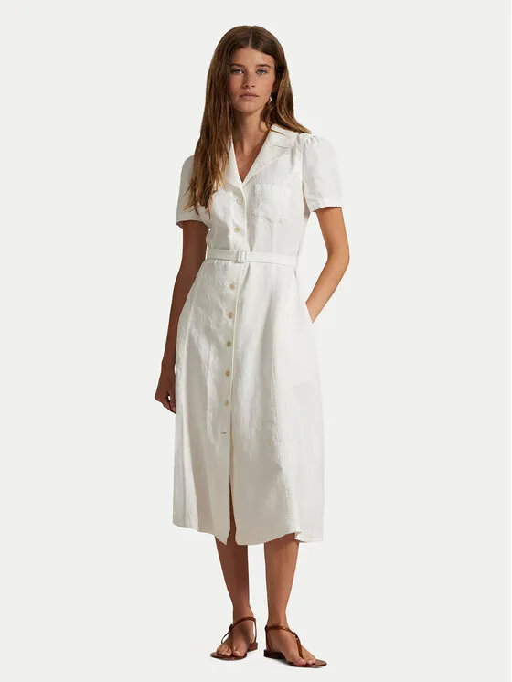 Hemdkleid · Weiß · Midi