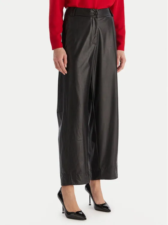 Hose aus Kunstleder · Schwarz · Lang