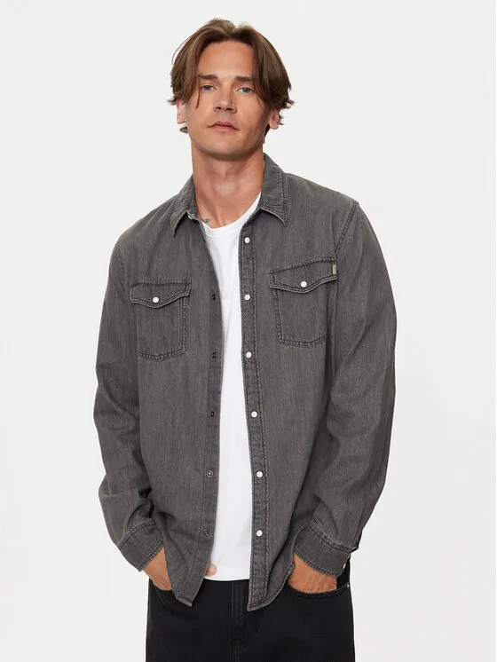 Jeanshemd · Grau · Regular Fit