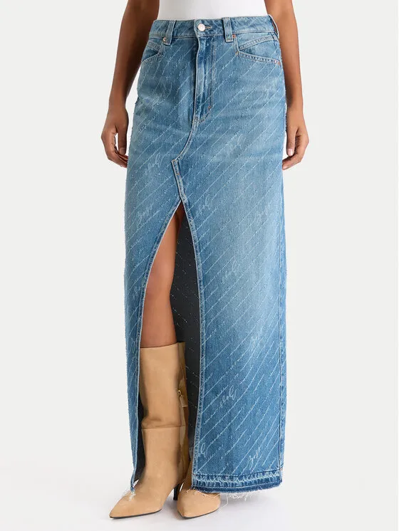 Jeansrock · Blau · Maxi