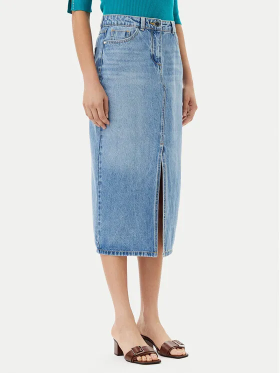 Jeansrock · Blau · Midi