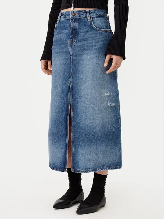 Jeansrock · Blau · Midi