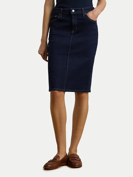 Jeansrock · Dunkelblau · Midi