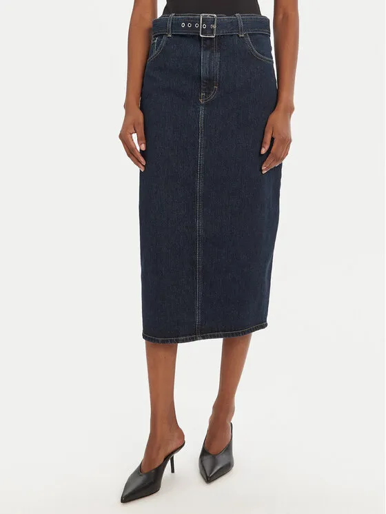 Jeansrock · Dunkelblau · Midi
