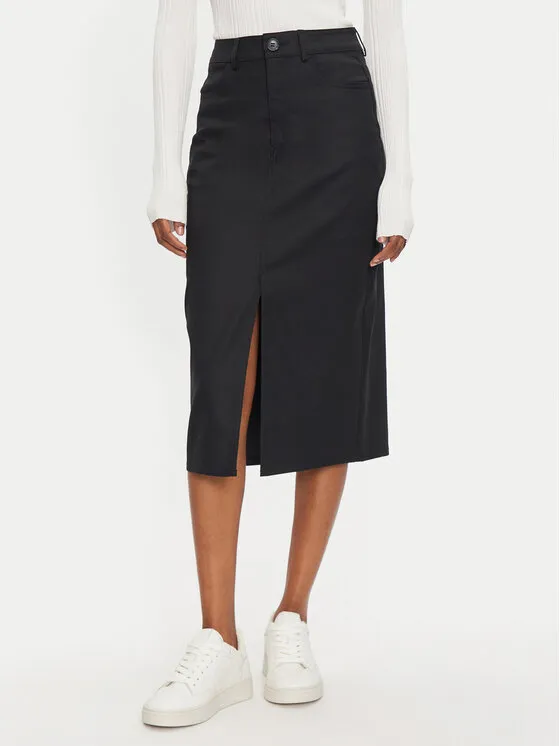 Jeansrock · Schwarz · Midi