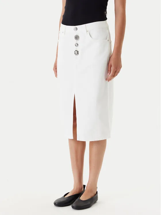 Jeansrock · Weiß · Midi