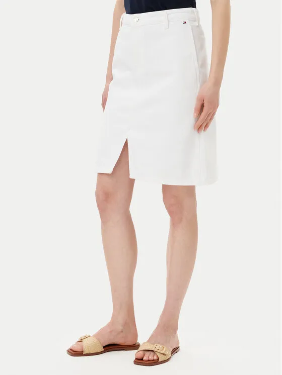 Jeansrock · Weiß · Midi