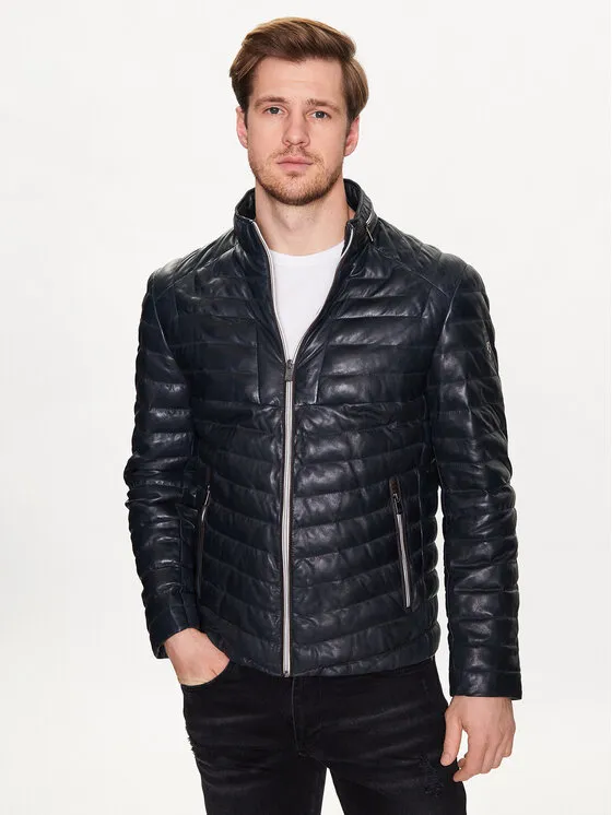 Lederjacke · Dunkelblau