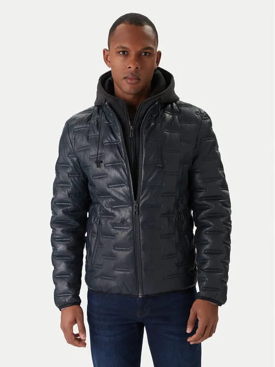 Lederjacke · Dunkelblau