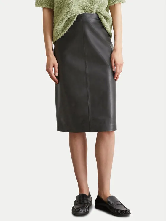 Lederrock · Schwarz · Midi