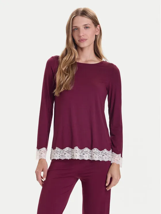 Pyjama-T-Shirt · Dunkelrot