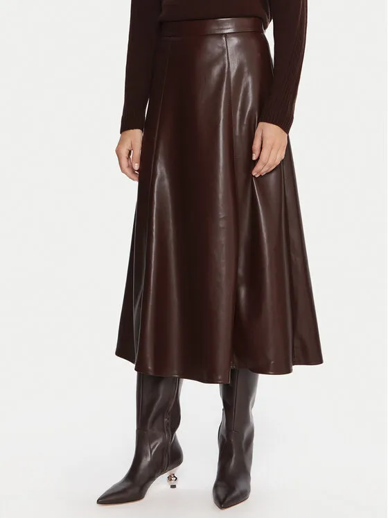 Rock aus Kunstleder · Dunkelrot · Midi