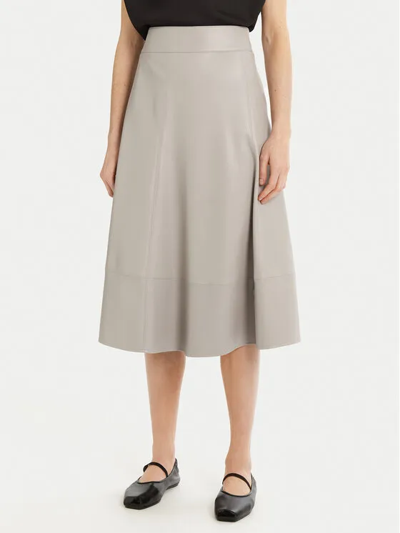 Rock aus Kunstleder · Grau · Midi