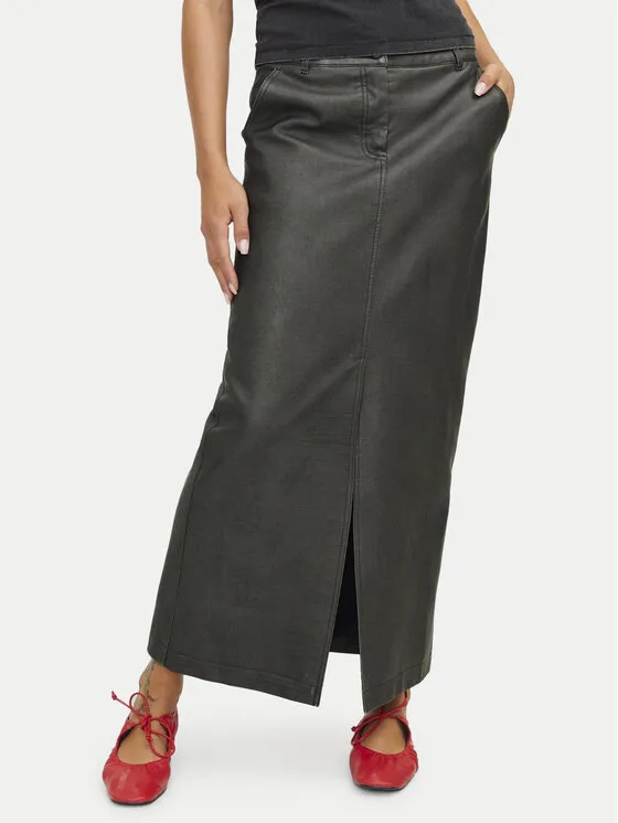 Rock aus Kunstleder · Schwarz · Maxi