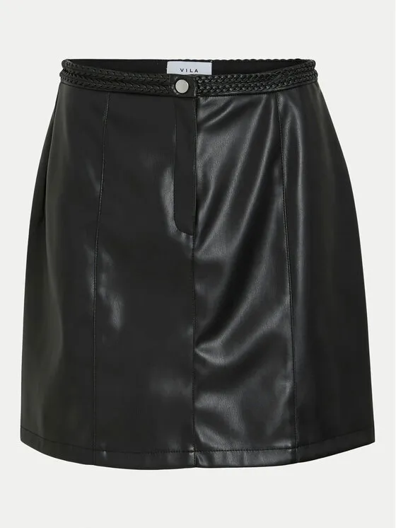 Rock aus Kunstleder · Schwarz · Mini