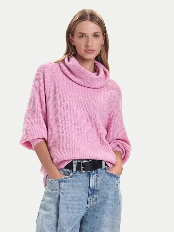 Rollkragenpullover · Rosa · Oversize