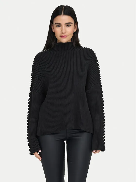 Rollkragenpullover · Schwarz · Relaxed Fit