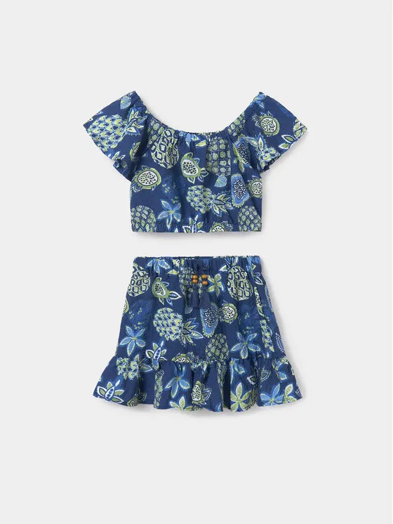 Set Bluse und Rock · Blau