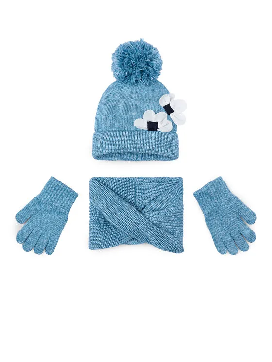 Set Mütze, Loop-Schal und Handschuhe · Blau