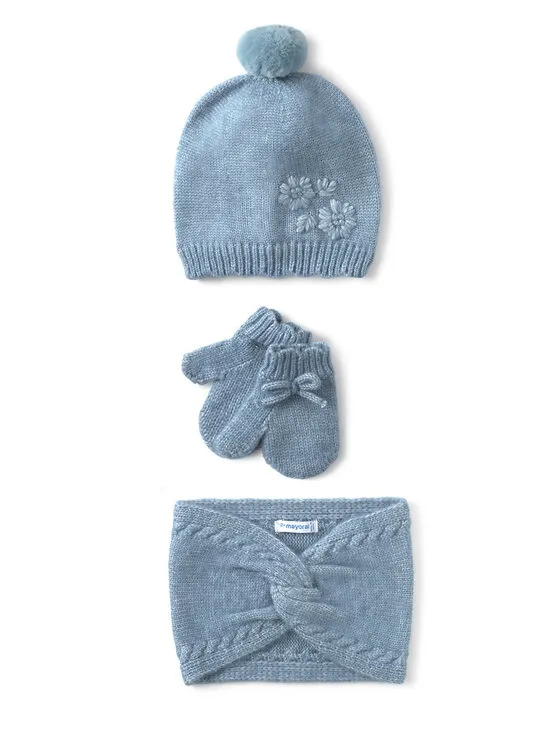 Set Mütze, Loop-Schal und Handschuhe · Blau