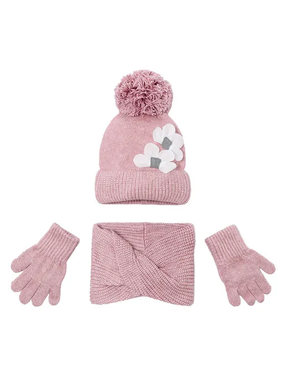 Set Mütze, Loop-Schal und Handschuhe · Rosa