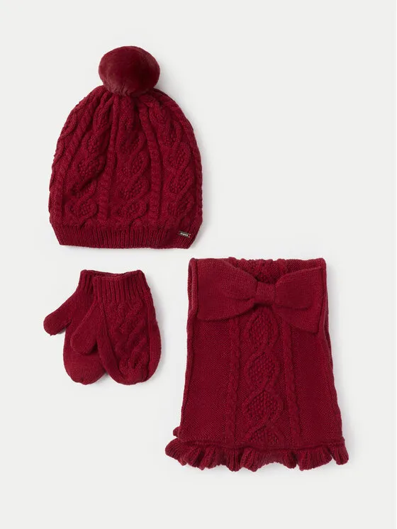 Set Mütze, Schal und Handschuhe · Rot
