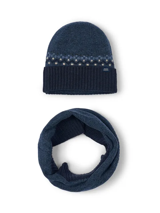 Set Mütze und Loop-Schal · Dunkelblau
