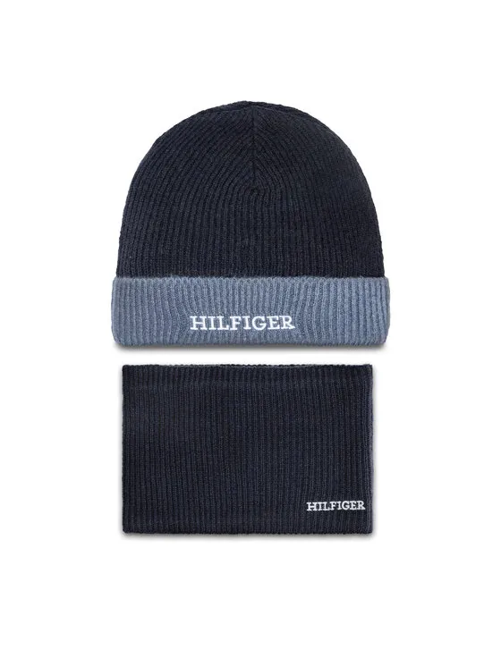 Set Mütze und Loop-Schal · Dunkelblau