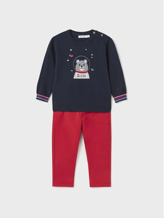 Set Pullover und Stoffhose · Rot