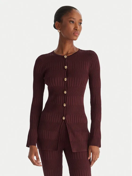 Strickjacke · Dunkelrot · Slim Fit