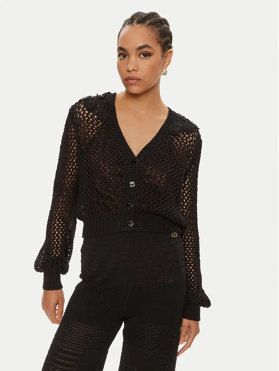 Strickjacke · Schwarz · Regular Fit