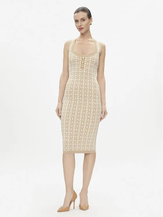Strickkleid · Beige · Midi