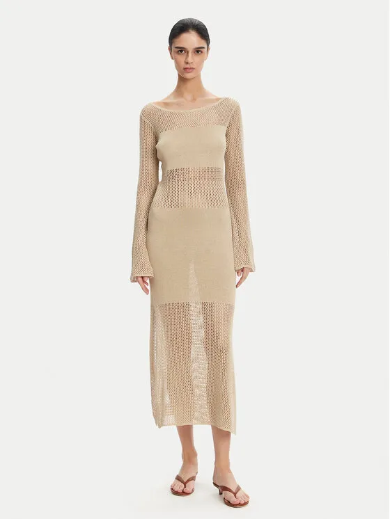 Strickkleid · Beige · Midi
