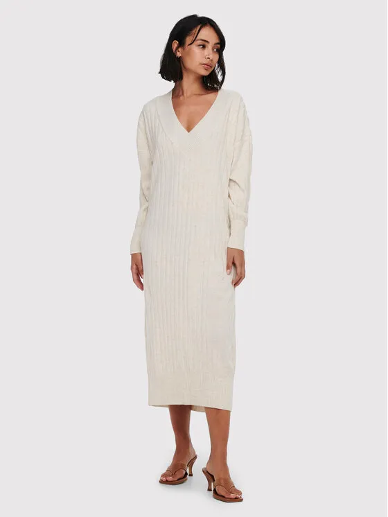 Strickkleid · Beige · Midi