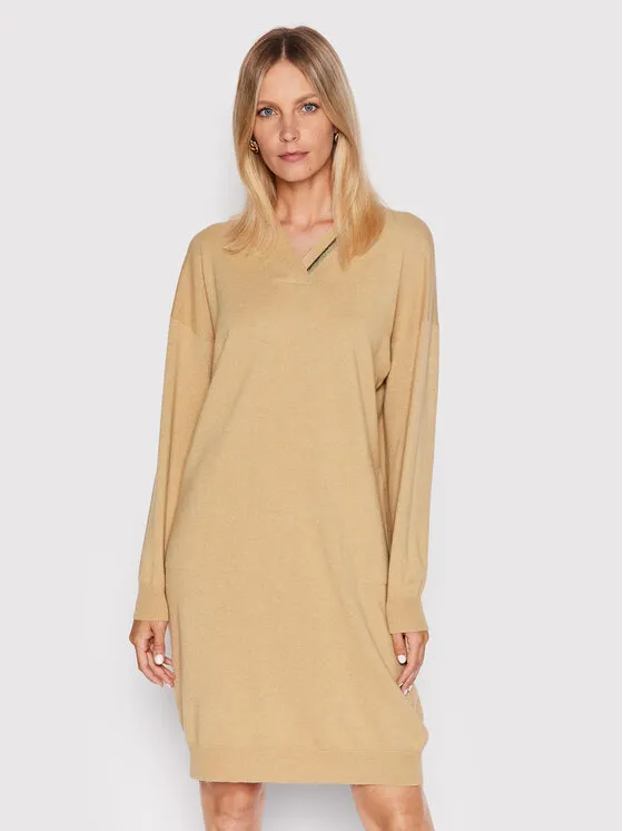 Strickkleid · Beige · Midi